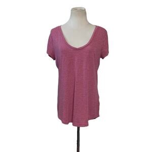 Adidas pink v neck short sleeves athletic top size Medium